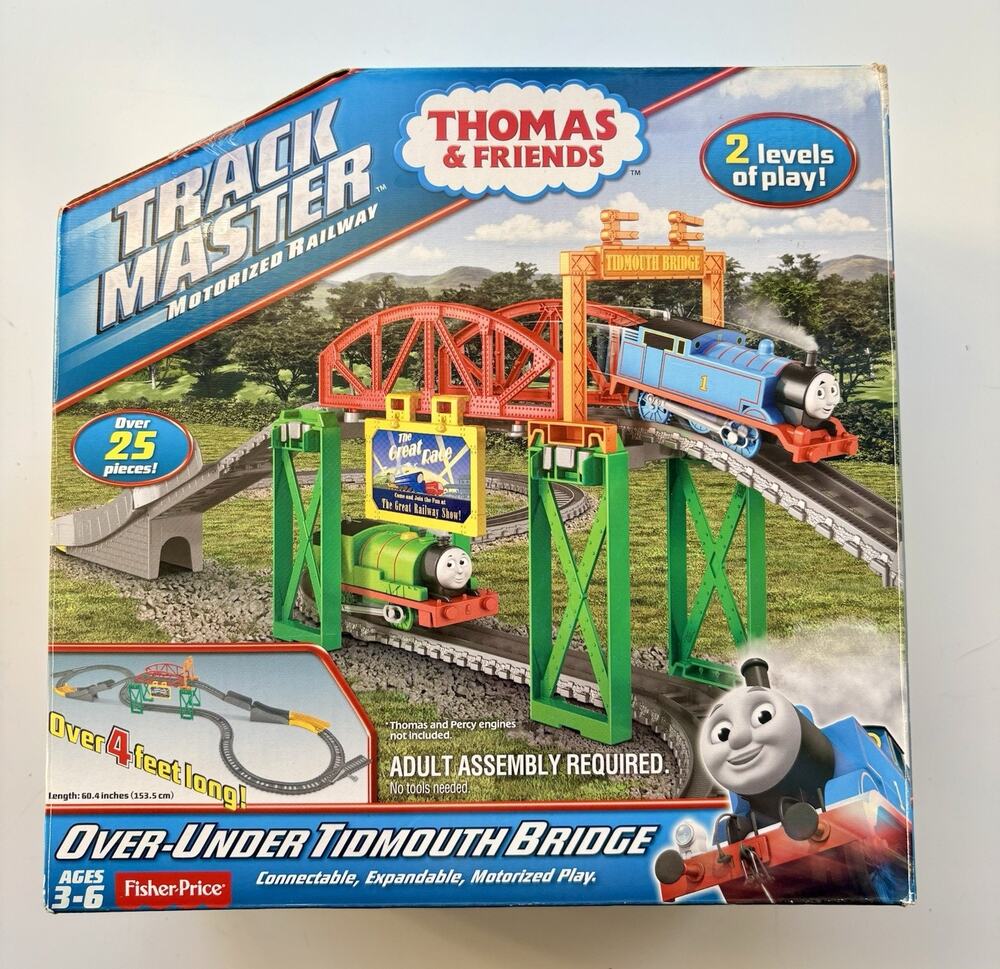 Thomas Trackmaster Over-Under Tidmouth Bridge w/ Thomas & Caboose OPENED READ